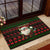 Viking Christmas Rubber Doormat with Santa Warrior Axe Nordic Symbols Red Green Black Knit Pattern Design - Wonder Print Shop