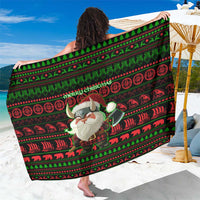 Viking Christmas Sarong with Santa Warrior Axe Nordic Symbols Red Green Black Knit Pattern Design - Wonder Print Shop