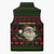 Viking Christmas Sleeveless Puffer Jacket with Santa Warrior Axe Nordic Symbols Red Green Black Knit Pattern Design - Wonder Print Shop