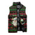 Viking Christmas Sleeveless Puffer Jacket with Santa Warrior Axe Nordic Symbols Red Green Black Knit Pattern Design - Wonder Print Shop