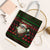 Viking Christmas Tote Bag with Santa Warrior Axe Nordic Symbols Red Green Black Knit Pattern Design - Wonder Print Shop