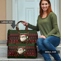 Viking Christmas Travel Bag with Santa Warrior Axe Nordic Symbols Red Green Black Knit Pattern Design - Wonder Print Shop