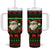 Viking Christmas Tumbler With Handle with Santa Warrior Axe Nordic Symbols Red Green Black Knit Pattern Design - Wonder Print Shop
