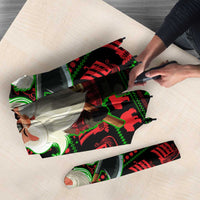 Viking Christmas Umbrella with Santa Warrior Axe Nordic Symbols Red Green Black Knit Pattern Design - Wonder Print Shop