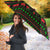 Viking Christmas Umbrella with Santa Warrior Axe Nordic Symbols Red Green Black Knit Pattern Design - Wonder Print Shop
