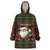 Viking Christmas Wearable Blanket Hoodie with Santa Warrior Axe Nordic Symbols Red Green Black Knit Pattern Design - Wonder Print Shop