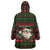 Viking Christmas Wearable Blanket Hoodie with Santa Warrior Axe Nordic Symbols Red Green Black Knit Pattern Design - Wonder Print Shop