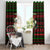 Viking Christmas Window Curtain with Santa Warrior Axe Nordic Symbols Red Green Black Knit Pattern Design - Wonder Print Shop