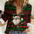 Viking Christmas Women Casual Shirt with Santa Warrior Axe Nordic Symbols Red Green Black Knit Pattern Design - Wonder Print Shop