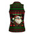 Viking Christmas Women Sleeveless Polo Shirt with Santa Warrior Axe Nordic Symbols Red Green Black Knit Pattern Design - Wonder Print Shop
