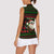 Viking Christmas Women Sleeveless Polo Shirt with Santa Warrior Axe Nordic Symbols Red Green Black Knit Pattern Design - Wonder Print Shop