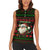 Viking Christmas Women Sleeveless Polo Shirt with Santa Warrior Axe Nordic Symbols Red Green Black Knit Pattern Design - Wonder Print Shop