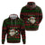 Viking Christmas Zip Hoodie with Santa Warrior Axe Nordic Symbols Red Green Black Knit Pattern Design - Wonder Print Shop
