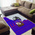 Viking Christmas Area Rug with Santa in Longship Dragon Head Helmet Runes Blue Red Knit Pattern Design - Wonder Print Shop