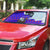 Viking Christmas Auto Sun Shade with Santa in Longship Dragon Head Helmet Runes Blue Red Knit Pattern Design - Wonder Print Shop