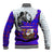 Viking Christmas Baseball Jacket with Santa in Longship Dragon Head Helmet Runes Blue Red Knit Pattern Design - Wonder Print Shop