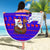 Viking Christmas Beach Blanket with Santa in Longship Dragon Head Helmet Runes Blue Red Knit Pattern Design - Wonder Print Shop