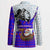 Viking Christmas Blazer with Santa in Longship Dragon Head Helmet Runes Blue Red Knit Pattern Design - Wonder Print Shop