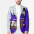 Viking Christmas Blazer with Santa in Longship Dragon Head Helmet Runes Blue Red Knit Pattern Design - Wonder Print Shop