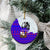 Viking Christmas Ceramic Ornament with Santa in Longship Dragon Head Helmet Runes Blue Red Knit Pattern Design - Wonder Print Shop