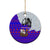 Viking Christmas Ceramic Ornament with Santa in Longship Dragon Head Helmet Runes Blue Red Knit Pattern Design - Wonder Print Shop