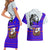 Viking Christmas Couples Matching Short Sleeve Bodycon Dress and Hawaiian Shirt with Santa in Longship Dragon Head Helmet Runes Blue Red Knit Pattern Design - Wonder Print Shop