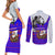 Viking Christmas Couples Matching Short Sleeve Bodycon Dress and Long Sleeve Button Shirt with Santa in Longship Dragon Head Helmet Runes Blue Red Knit Pattern Design - Wonder Print Shop