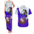 Viking Christmas Couples Matching Tank Maxi Dress and Hawaiian Shirt with Santa in Longship Dragon Head Helmet Runes Blue Red Knit Pattern Design - Wonder Print Shop