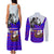 Viking Christmas Couples Matching Tank Maxi Dress and Long Sleeve Button Shirt with Santa in Longship Dragon Head Helmet Runes Blue Red Knit Pattern Design - Wonder Print Shop