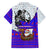 Viking Christmas Family Matching Long Sleeve Bodycon Dress and Hawaiian Shirt with Santa in Longship Dragon Head Helmet Runes Blue Red Knit Pattern Design - Wonder Print Shop