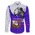Viking Christmas Family Matching Long Sleeve Bodycon Dress and Hawaiian Shirt with Santa in Longship Dragon Head Helmet Runes Blue Red Knit Pattern Design - Wonder Print Shop