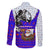 Viking Christmas Family Matching Long Sleeve Bodycon Dress and Hawaiian Shirt with Santa in Longship Dragon Head Helmet Runes Blue Red Knit Pattern Design - Wonder Print Shop