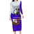 Viking Christmas Family Matching Long Sleeve Bodycon Dress and Hawaiian Shirt with Santa in Longship Dragon Head Helmet Runes Blue Red Knit Pattern Design - Wonder Print Shop