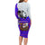 Viking Christmas Family Matching Long Sleeve Bodycon Dress and Hawaiian Shirt with Santa in Longship Dragon Head Helmet Runes Blue Red Knit Pattern Design - Wonder Print Shop
