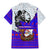 Viking Christmas Family Matching Mermaid Dress and Hawaiian Shirt with Santa in Longship Dragon Head Helmet Runes Blue Red Knit Pattern Design - Wonder Print Shop