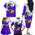 Viking Christmas Family Matching Off The Shoulder Long Sleeve Dress and Hawaiian Shirt with Santa in Longship Dragon Head Helmet Runes Blue Red Knit Pattern Design - Wonder Print Shop