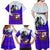 Viking Christmas Family Matching Off Shoulder Maxi Dress and Hawaiian Shirt with Santa in Longship Dragon Head Helmet Runes Blue Red Knit Pattern Design - Wonder Print Shop