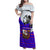 Viking Christmas Family Matching Off Shoulder Maxi Dress and Hawaiian Shirt with Santa in Longship Dragon Head Helmet Runes Blue Red Knit Pattern Design - Wonder Print Shop
