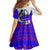Viking Christmas Family Matching Off Shoulder Short Dress and Hawaiian Shirt with Santa in Longship Dragon Head Helmet Runes Blue Red Knit Pattern Design - Wonder Print Shop