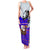 Viking Christmas Family Matching Tank Maxi Dress and Hawaiian Shirt with Santa in Longship Dragon Head Helmet Runes Blue Red Knit Pattern Design - Wonder Print Shop