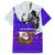 Viking Christmas Hawaiian Shirt with Santa in Longship Dragon Head Helmet Runes Blue Red Knit Pattern Design - Wonder Print Shop
