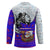 Viking Christmas Hockey Jersey with Santa in Longship Dragon Head Helmet Runes Blue Red Knit Pattern Design - Wonder Print Shop
