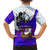 Viking Christmas Kid Hawaiian Shirt with Santa in Longship Dragon Head Helmet Runes Blue Red Knit Pattern Design - Wonder Print Shop
