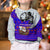 Viking Christmas Kid Ugly Christmas Sweater with Santa in Longship Dragon Head Helmet Runes Blue Red Knit Pattern Design - Wonder Print Shop