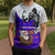 Viking Christmas Knitted V-Neck Vest with Santa in Longship Dragon Head Helmet Runes Blue Red Knit Pattern Design - Wonder Print Shop