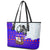 Viking Christmas Leather Tote Bag with Santa in Longship Dragon Head Helmet Runes Blue Red Knit Pattern Design - Wonder Print Shop