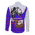 Viking Christmas Long Sleeve Button Shirt with Santa in Longship Dragon Head Helmet Runes Blue Red Knit Pattern Design - Wonder Print Shop