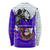 Viking Christmas Long Sleeve Shirt with Santa in Longship Dragon Head Helmet Runes Blue Red Knit Pattern Design - Wonder Print Shop