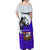 Viking Christmas Off Shoulder Maxi Dress with Santa in Longship Dragon Head Helmet Runes Blue Red Knit Pattern Design - Wonder Print Shop