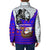 Viking Christmas Padded Jacket with Santa in Longship Dragon Head Helmet Runes Blue Red Knit Pattern Design - Wonder Print Shop